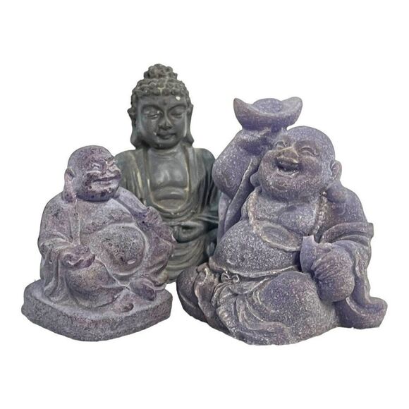 Lot of 3 Buddha Asian Oriental Set of 3 Figurines Good Luck 2” Trinkets Mini - Picture 1 of 16